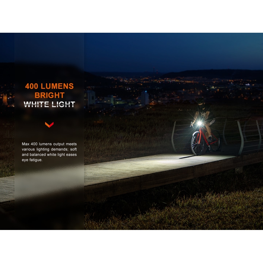 Fenix BC15R-LED Dimbar uppladdningsbar cykellampa LED/USB IP66 400 lm 31,5 timmar