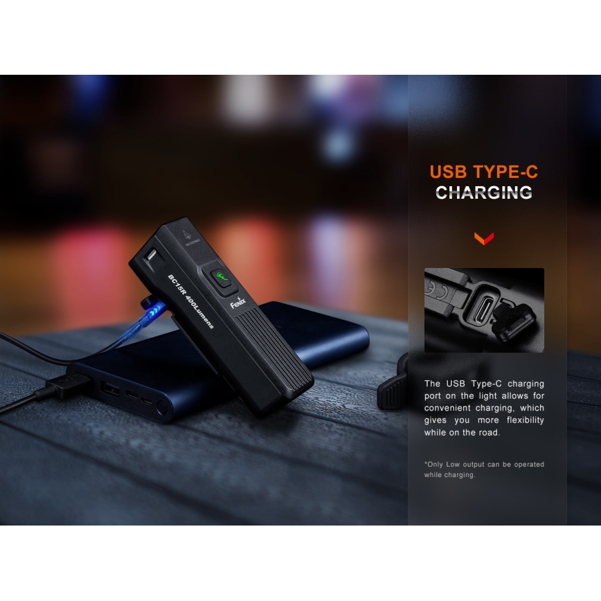 Fenix BC15R-LED Dimbar uppladdningsbar cykellampa LED/USB IP66 400 lm 31,5 timmar