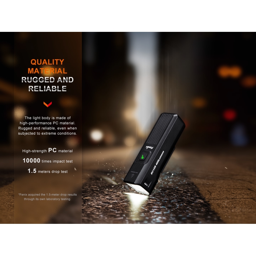 Fenix BC15R-LED Dimbar uppladdningsbar cykellampa LED/USB IP66 400 lm 31,5 timmar