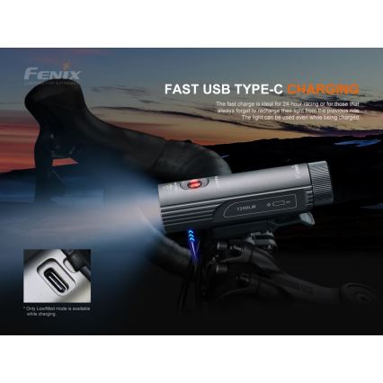 Fenix BC21RV30 - LED Uppladdningsbar cykellampa LED/USB IP68 1200 lm 33 timmar