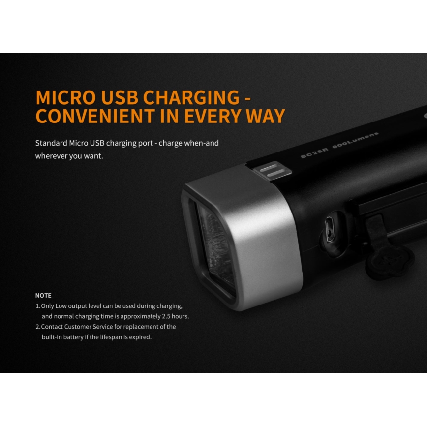 Fenix BC25R - LED Uppladdningsbar Fick lampa LED/USB IP66 600 lm 36 h