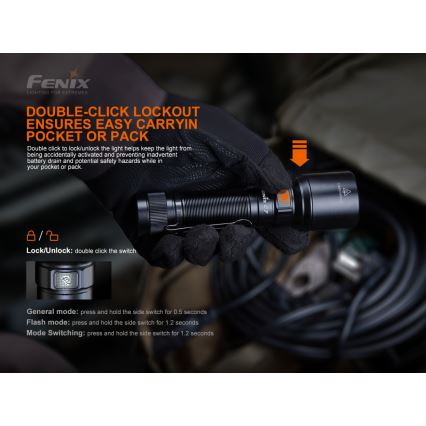 Fenix C7 - LED Ljusreglerad rechargeable flashlight 1xLED/1x21700 IP68 3000 lm 68 h
