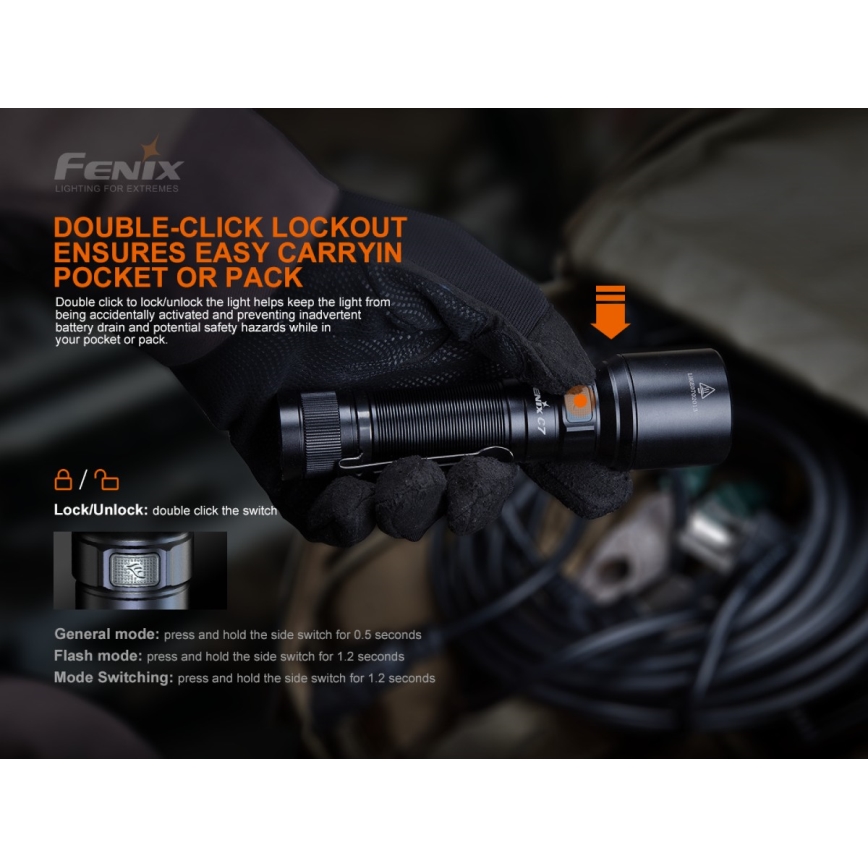 Fenix C7 - LED Ljusreglerad rechargeable flashlight 1xLED/1x21700 IP68 3000 lm 68 h