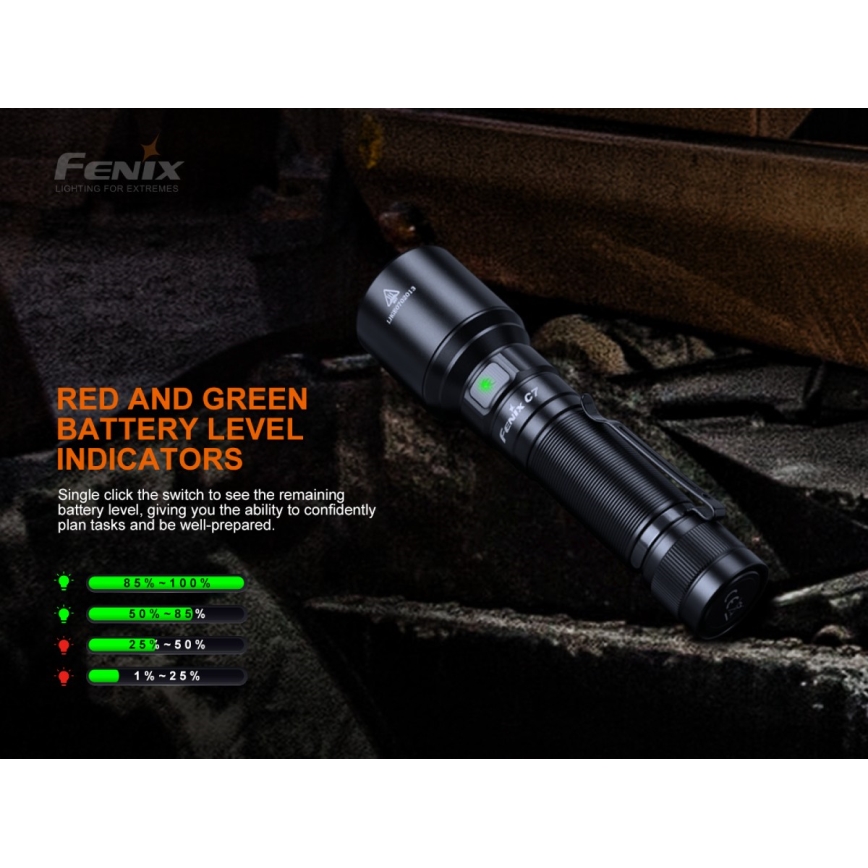 Fenix C7 - LED Ljusreglerad rechargeable flashlight 1xLED/1x21700 IP68 3000 lm 68 h