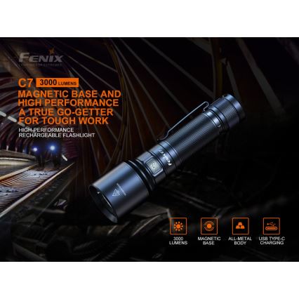 Fenix C7 - LED Ljusreglerad rechargeable flashlight 1xLED/1x21700 IP68 3000 lm 68 h