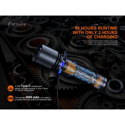 Fenix C7 - LED Ljusreglerad rechargeable flashlight 1xLED/1x21700 IP68 3000 lm 68 h