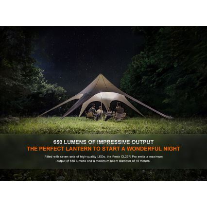 Fenix CL26RPROCAM - LED Ljusreglerad bärbar uppladdningsbar lampa LED/USB IP66 650 lm 408 h grå
