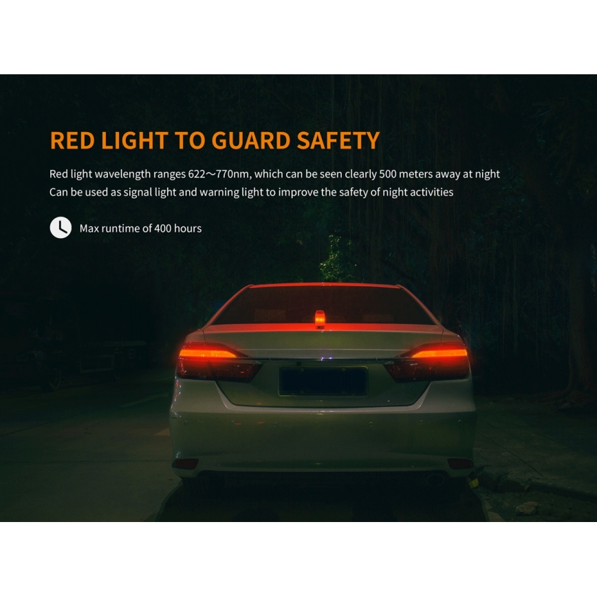 Fenix CL26RRED - LED dimbar bärbar uppladdningsbar lampa LED/USB/2xCR123A IP66 400 lm 400 h 2600 mAh orange