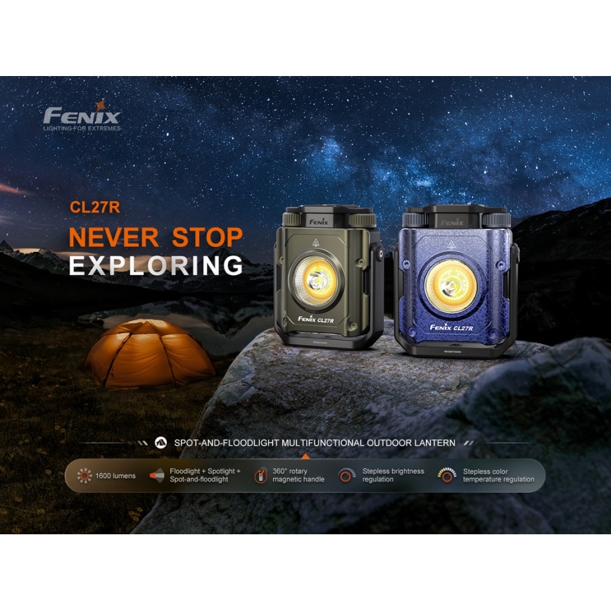 Fenix CL27RGRE - LED Ljusreglerad uppladdningsbar belysning LED/USB IP66 1600 lm 285 h