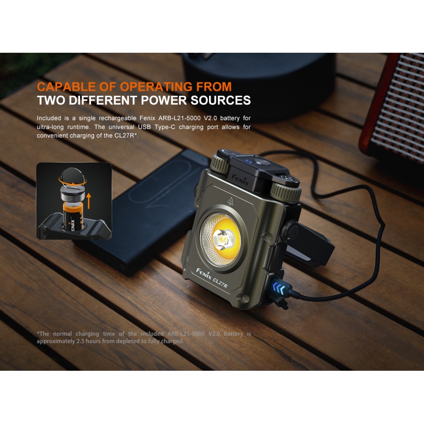 Fenix CL27RGRE - LED Ljusreglerad uppladdningsbar belysning LED/USB IP66 1600 lm 285 h