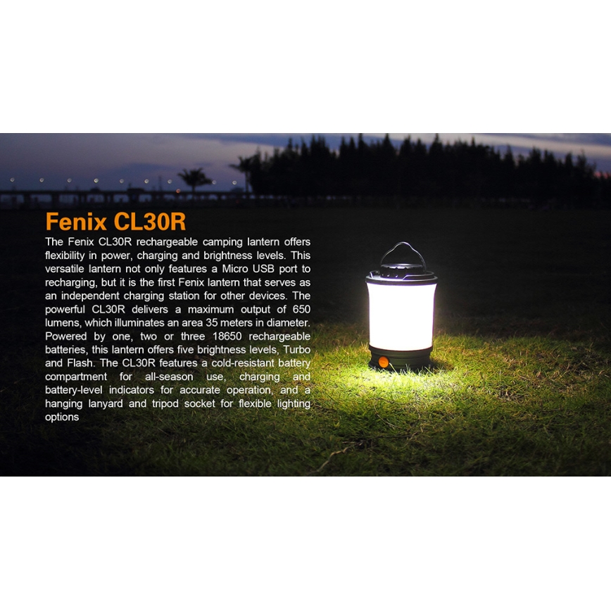 Fenix CL30R - LED bärbar uppladdningsbar lampa LED/USB/6xCR123A IPX7 650 lm 300 h 2600 mAh