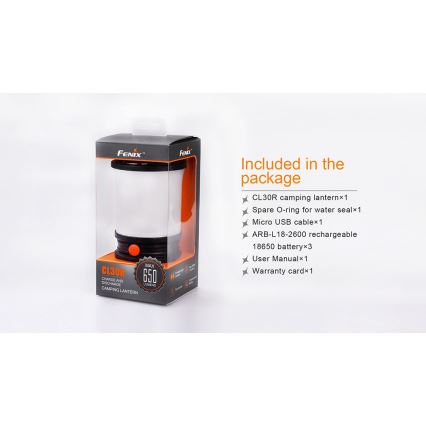 Fenix CL30R - LED bärbar uppladdningsbar lampa LED/USB/6xCR123A IPX7 650 lm 300 h 2600 mAh