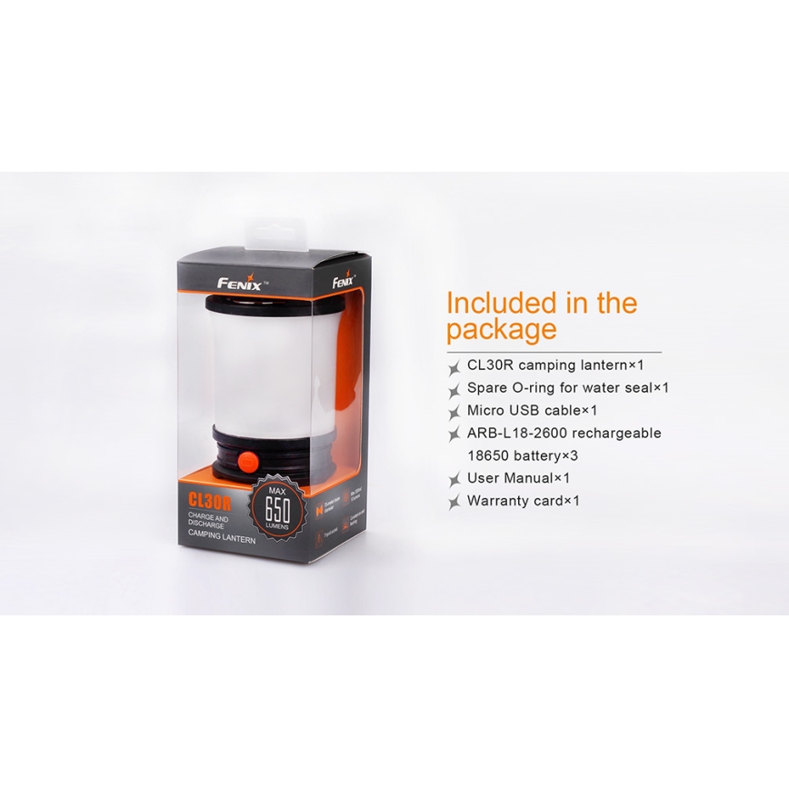 Fenix CL30R - LED bärbar uppladdningsbar lampa LED/USB/6xCR123A IPX7 650 lm 300 h 2600 mAh