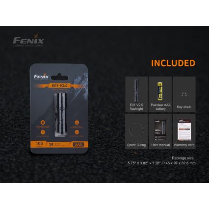 Fenix E01V20BLC - LED Fick lampa  LED/1xAAA IP68 100 lm 25 h