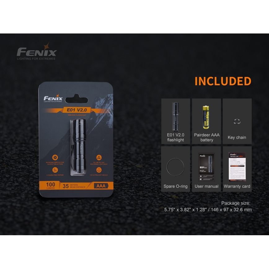 Fenix E01V20BLC - LED Fick lampa  LED/1xAAA IP68 100 lm 25 h