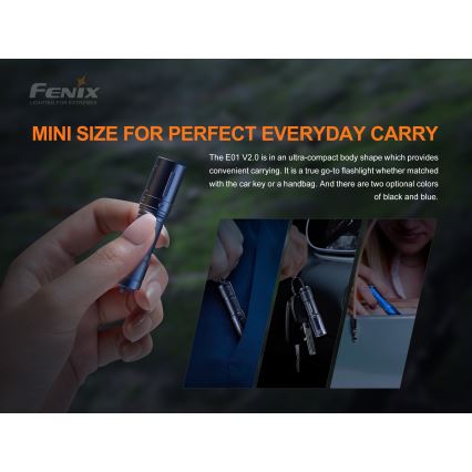 Fenix E01V20BLC - LED Fick lampa  LED/1xAAA IP68 100 lm 25 h