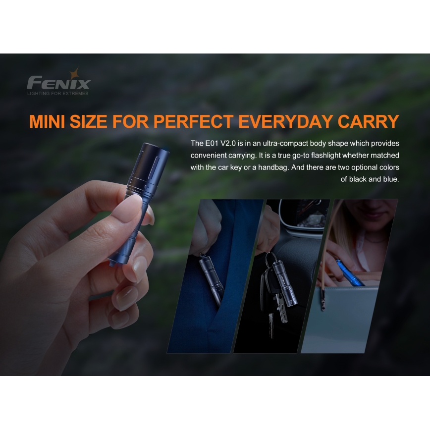 Fenix E01V20BLC - LED Fick lampa  LED/1xAAA IP68 100 lm 25 h