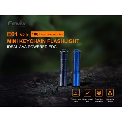 Fenix E01V20BLC - LED Fick lampa  LED/1xAAA IP68 100 lm 25 h