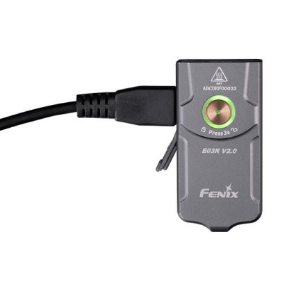 Fenix E03RV20GREY - LED uppladdningsbar ficklampa LED/USB IP66 500 glansig 30 h 400 mAh