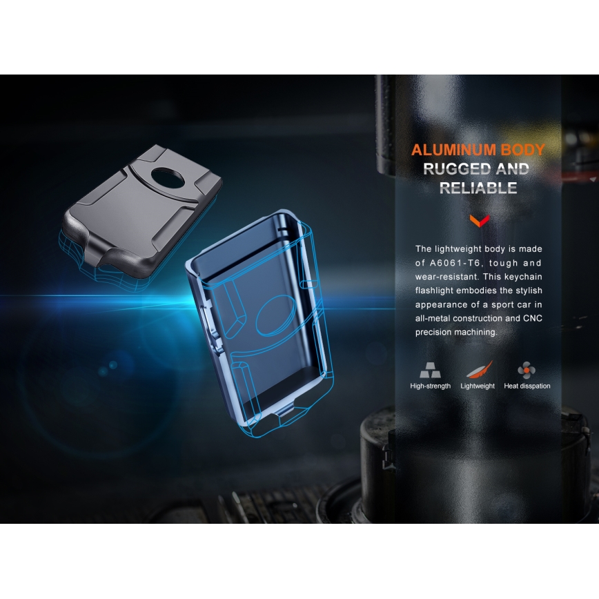 Fenix E03RV20GREY - LED uppladdningsbar ficklampa LED/USB IP66 500 lm 30 h