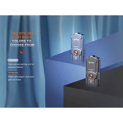 Fenix E03RV20GREY - LED uppladdningsbar ficklampa LED/USB IP66 500 lm 30 h