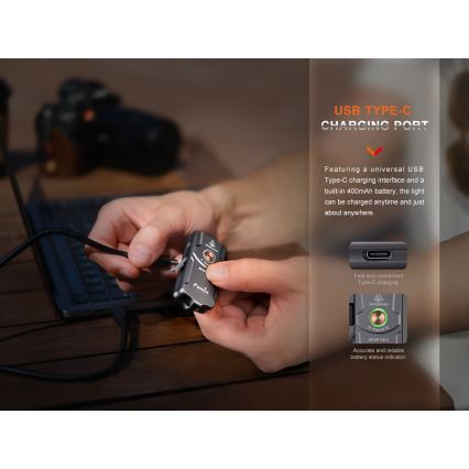 Fenix E03RV20GREY - LED uppladdningsbar ficklampa LED/USB IP66 500 lm 30 h