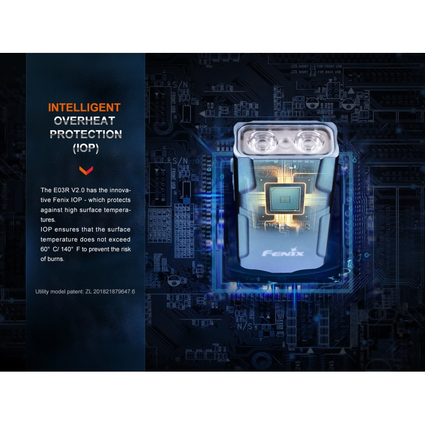 Fenix E03RV20GREY - LED uppladdningsbar ficklampa LED/USB IP66 500 lm 30 h