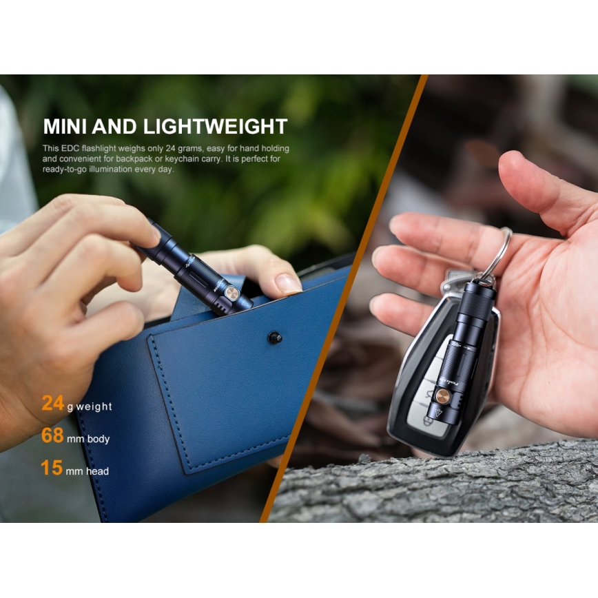 Fenix E05RBLC - LED laddningsbar Fick lampa  LED/USB IP68 400 lm 30 h