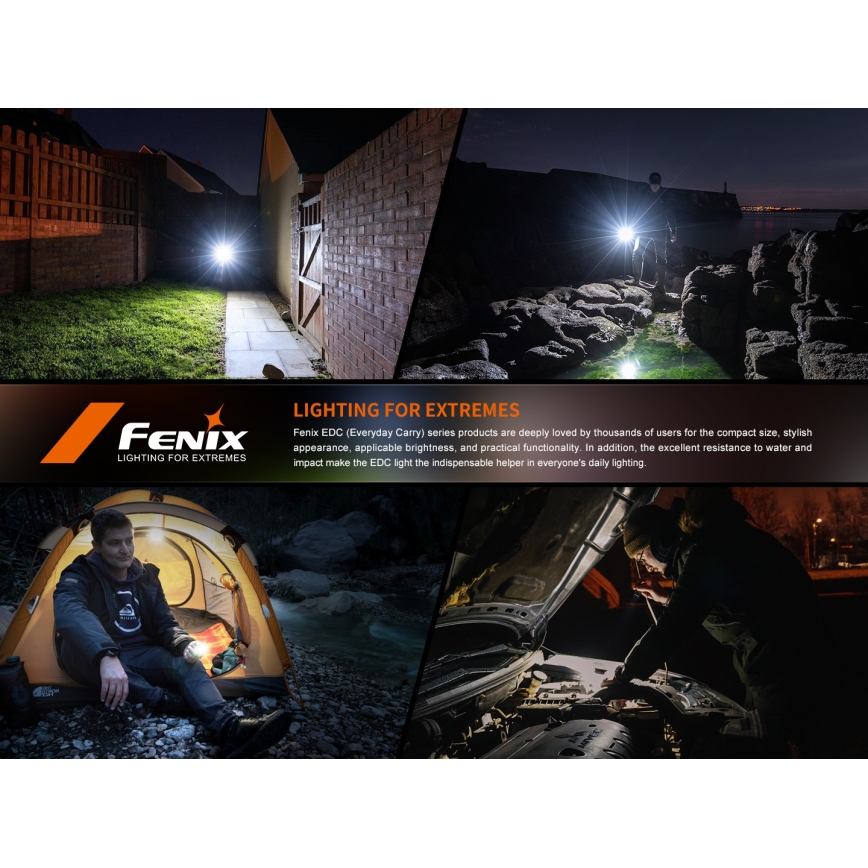 Fenix E06RTKS - LED Ljusreglerad uppladdningsbar ficklampa UV LED/USB IP66 700 glansig 60 h turkos