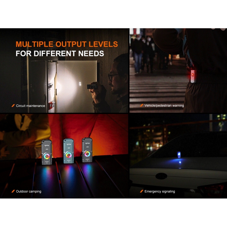 Fenix E06RTKS - LED Ljusreglerad uppladdningsbar ficklampa UV LED/USB IP66 700 lm 60 h 750 mAh turkos
