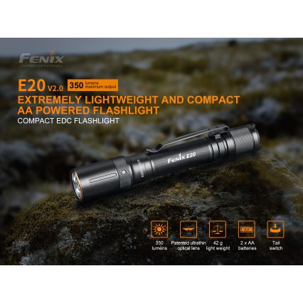 Fenix E20V20 - LED Fick lampa  LED/2xAA IP68 350 lm 200 h