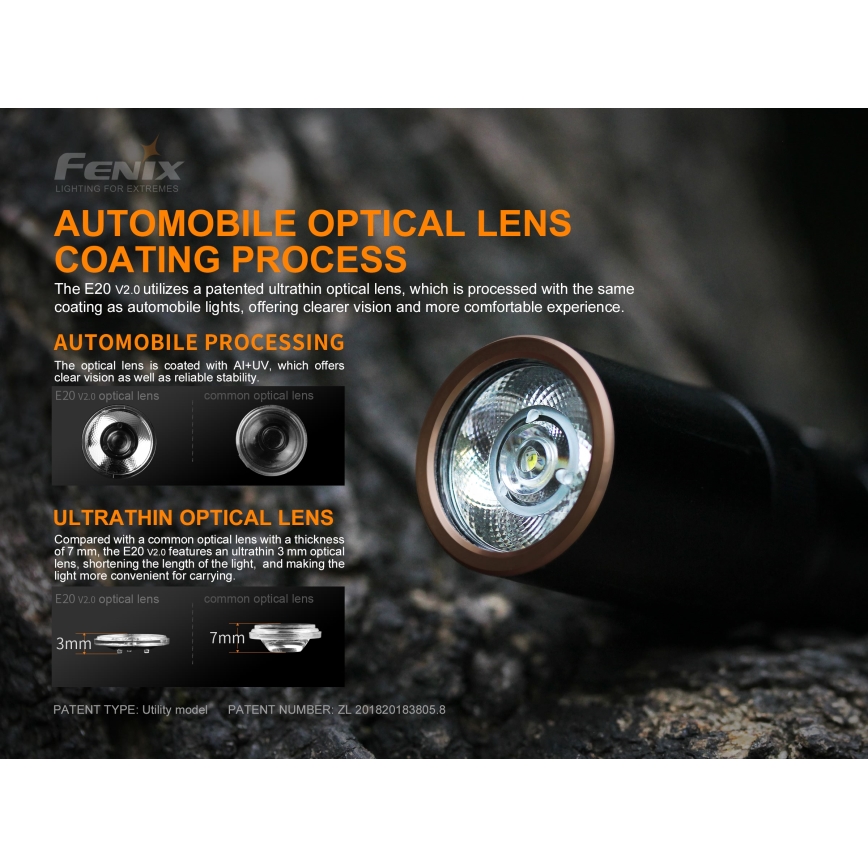 Fenix E20V20 - LED Fick lampa  LED/2xAA IP68 350 lm 200 h