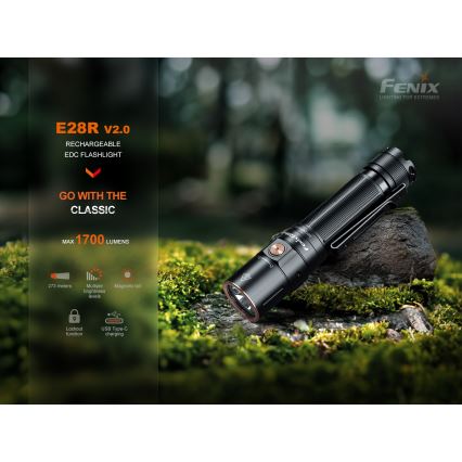 Fenix E28RV20 - LED Ljusreglerad rechargeable flashlight LED/USB IP68 1700 lm 260 h
