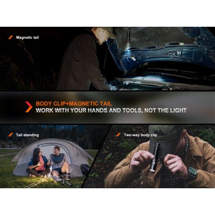 Fenix E28RV20 - LED Ljusreglerad rechargeable flashlight LED/USB IP68 1700 lm 260 h