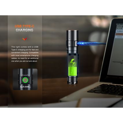 Fenix E28RV20 - LED Ljusreglerad rechargeable flashlight LED/USB IP68 1700 lm 260 h