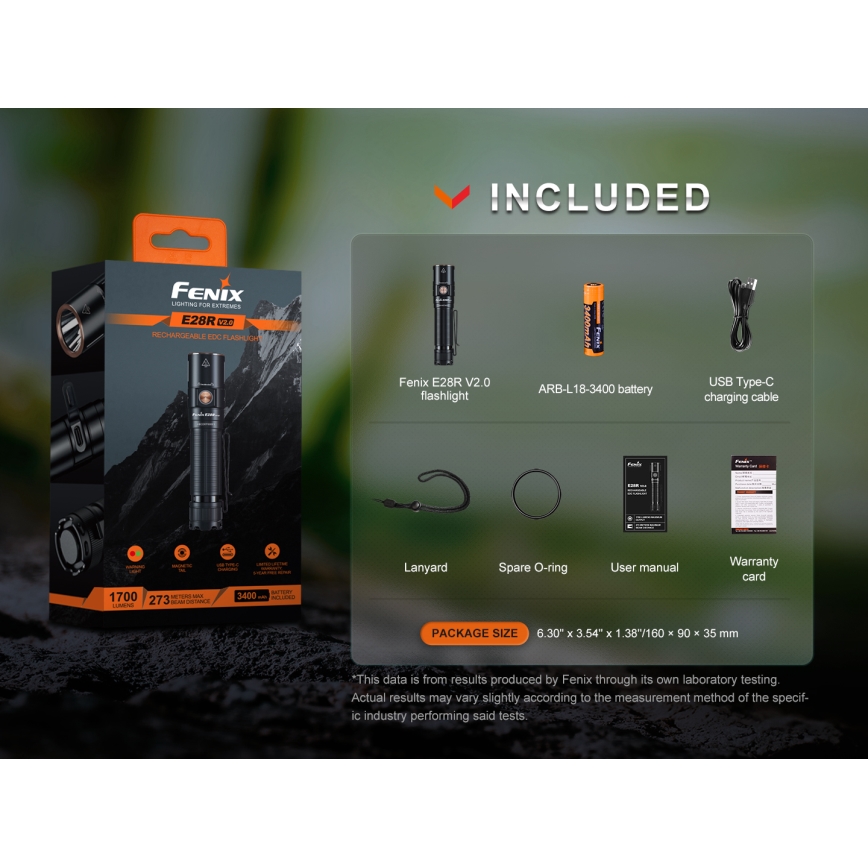Fenix E28RV20 - LED Ljusreglerad rechargeable flashlight LED/USB IP68 1700 lm 260 h