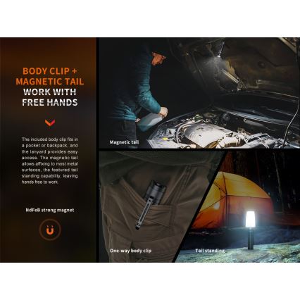 Fenix E35RSETAODS - LED Ljusreglerad rechargeable flashlight LED/USB IP68 3100 lm 69 h + diffuser 26,5mm