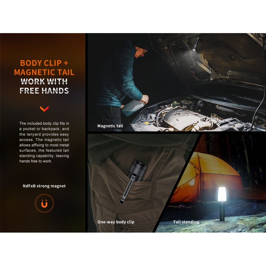 Fenix E35RSETAODS - LED Ljusreglerad rechargeable flashlight LED/USB IP68 3100 lm 69 h + diffuser 26,5mm
