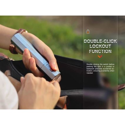Fenix ECPBLCK - LED uppladdningsbar ficklampa med en power bank USB IP68 1600 lm 504 h svart