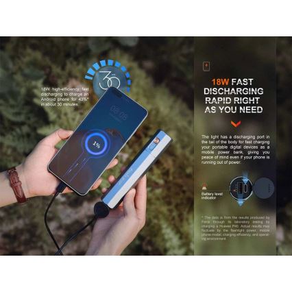 Fenix ECPBLUE - LED uppladdningsbar ficklampa med en power bank USB IP68 1600 lm 504 h blå