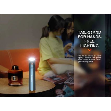 Fenix ECPBLUE - LED uppladdningsbar ficklampa med en power bank USB IP68 1600 lm 504 h blå