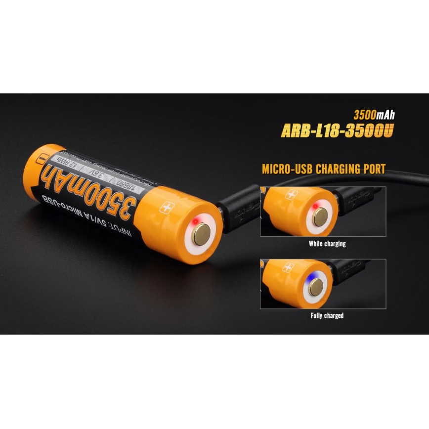 Fenix FE18650LI35USB - 1st Laddningsbart batteri  USB/3,6V 3500 mAh