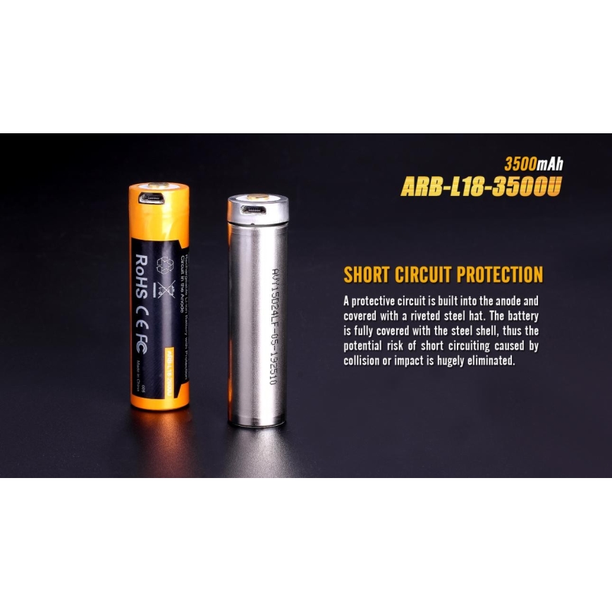Fenix FE18650LI35USB - 1st Laddningsbart batteri  USB/3,6V 3500 mAh