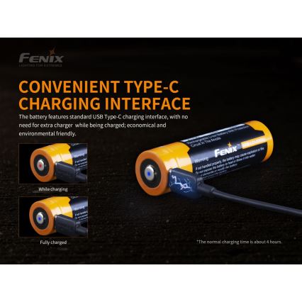 Fenix FE21700USB - 1pc Uppladdningsbart batteri USB/3,6V 5000 mAh