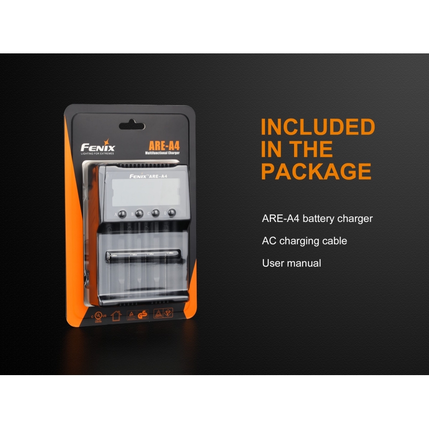 Fenix FENAREA4 - Batteriladdare 4xLi-ion/AAA/AA/C 5V