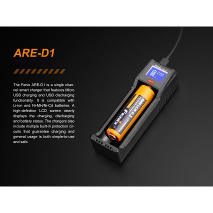 Fenix FENARED1 - Batteriladdare 1xLi-ion/AAA/AA/C 5V