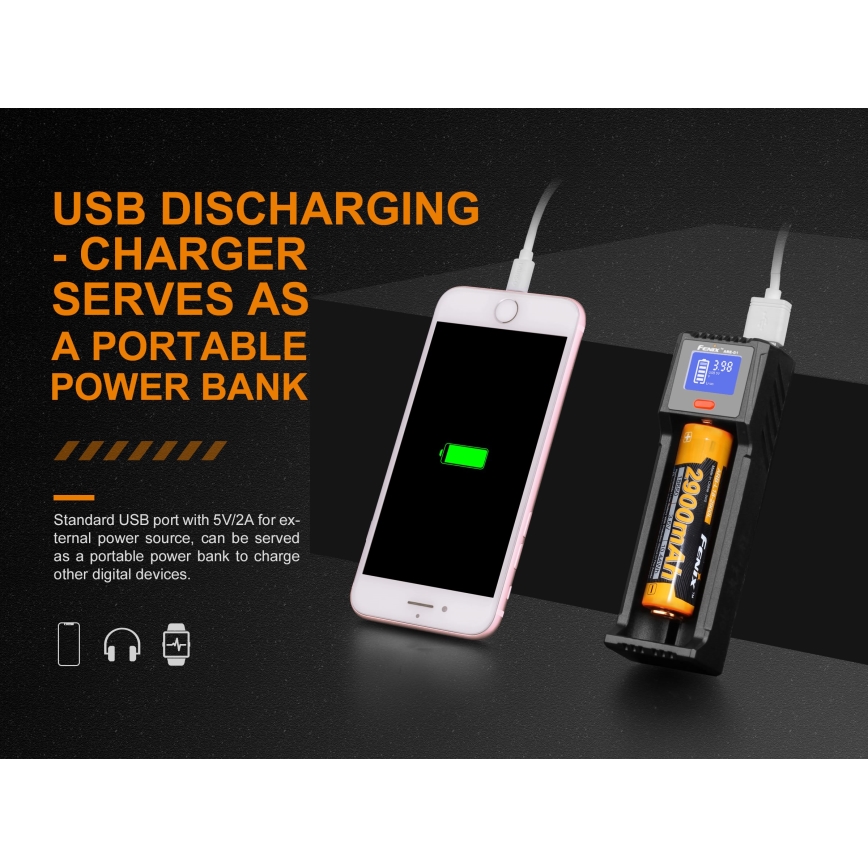 Fenix FENARED1 - Batteriladdare 1xLi-ion/AAA/AA/C 5V