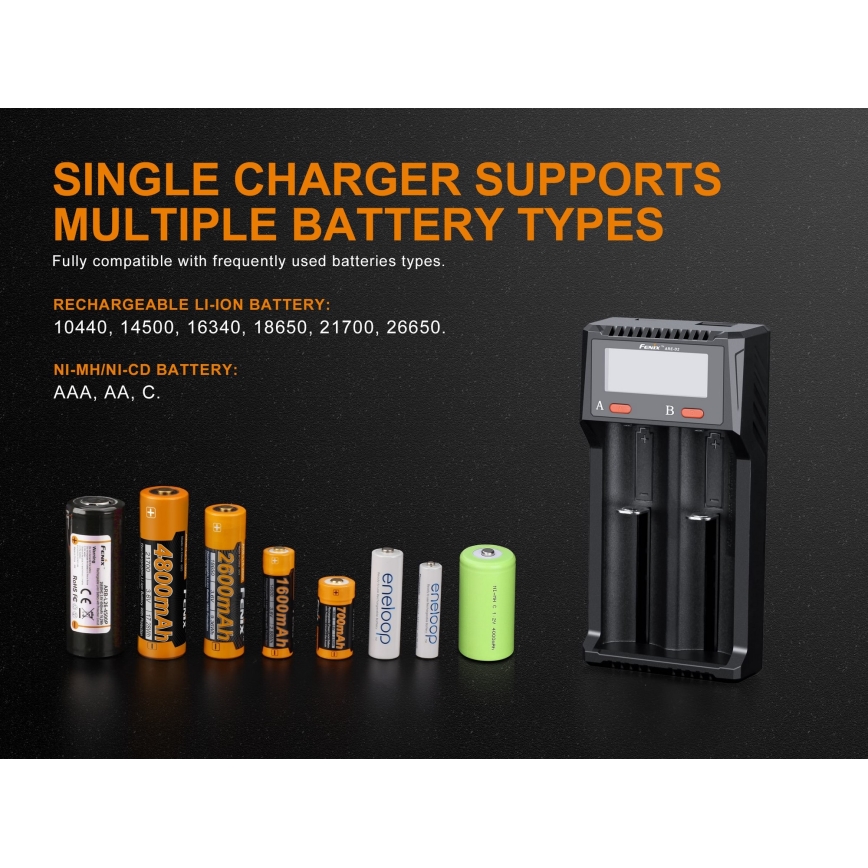 Fenix FENARED2 - Batteriladdare 2xLi-ion/AAA/AA/C 5V