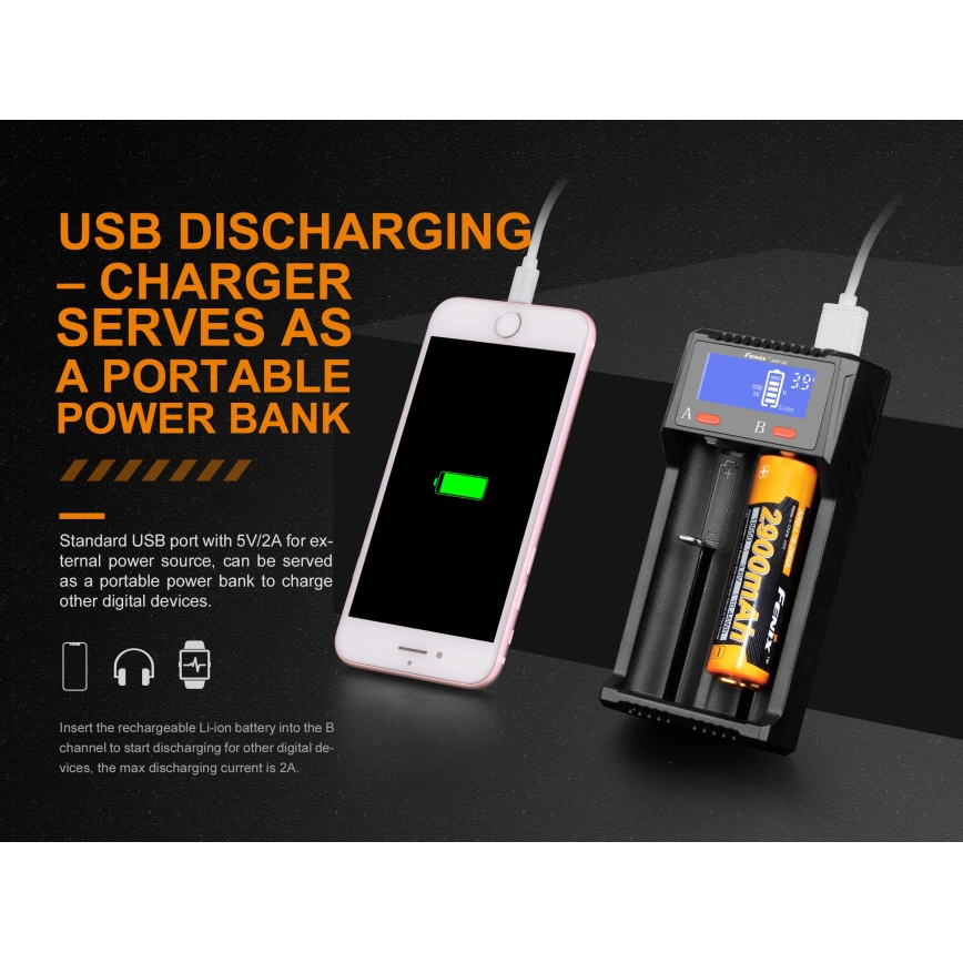 Fenix FENARED2 - Batteriladdare 2xLi-ion/AAA/AA/C 5V
