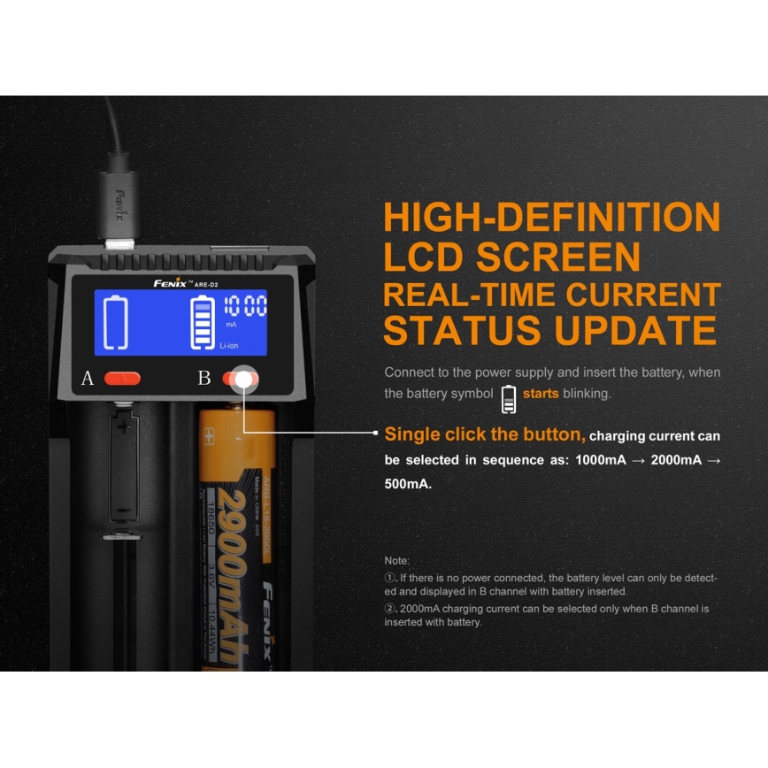 Fenix FENARED2 - Batteriladdare 2xLi-ion/AAA/AA/C 5V